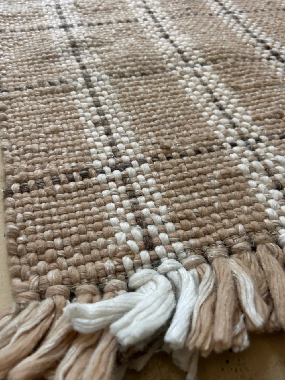 SERENA & LILY/GoodWeave Handwoven WoolWindowpane Plaid Fringe Accent Rug#0501265